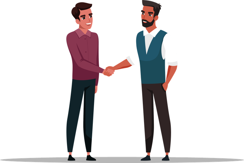 Zwei Partner beim Handschlag