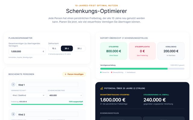 Vorschau: Schenkungs-Optimierer